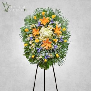 corona funebre 05 sunset - flores para velorios Corona funebre 05 - Sunset