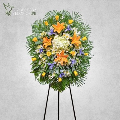 corona funebre 05 sunset - flores para velorios Corona funebre 05 - Sunset