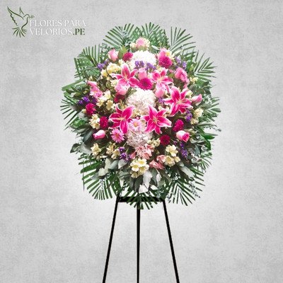 corona funebre 14 spring - flores para velorios Corona funebre 14 - Spring