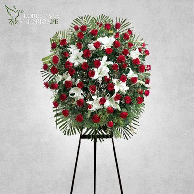 corona funebre 31 premium ruby elegance - flores para velorios Corona funebre 31 - Premium Ruby Elegance