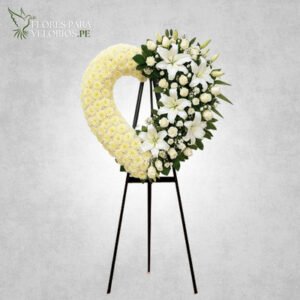 Corazón funebre Lirios y Rosas