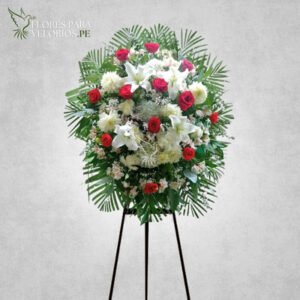 corona funebre 04 roja - flores para velorios Corona funebre 04 - Roja