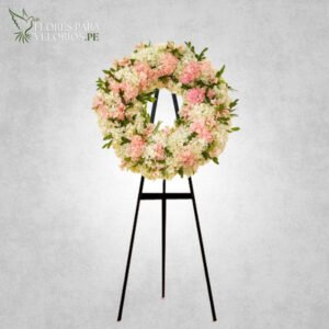 Corona funebre 08 - Circular rosada