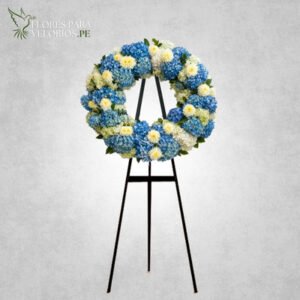 Corona funebre 09 - Circular azul
