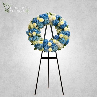 Corona funebre 09 - Circular azul