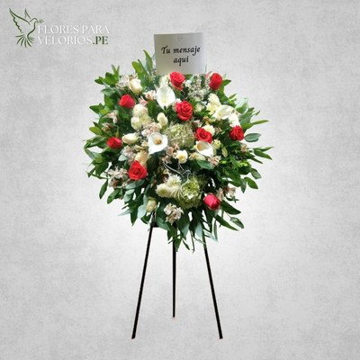 lagrima pedestal 02 escarlata - flores para velorios Lagrima pedestal 02 - Escarlata