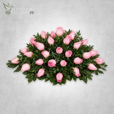 manto funebre rosas rosadas - flores para velorios Manto funebre 02 - Rosas rosadas
